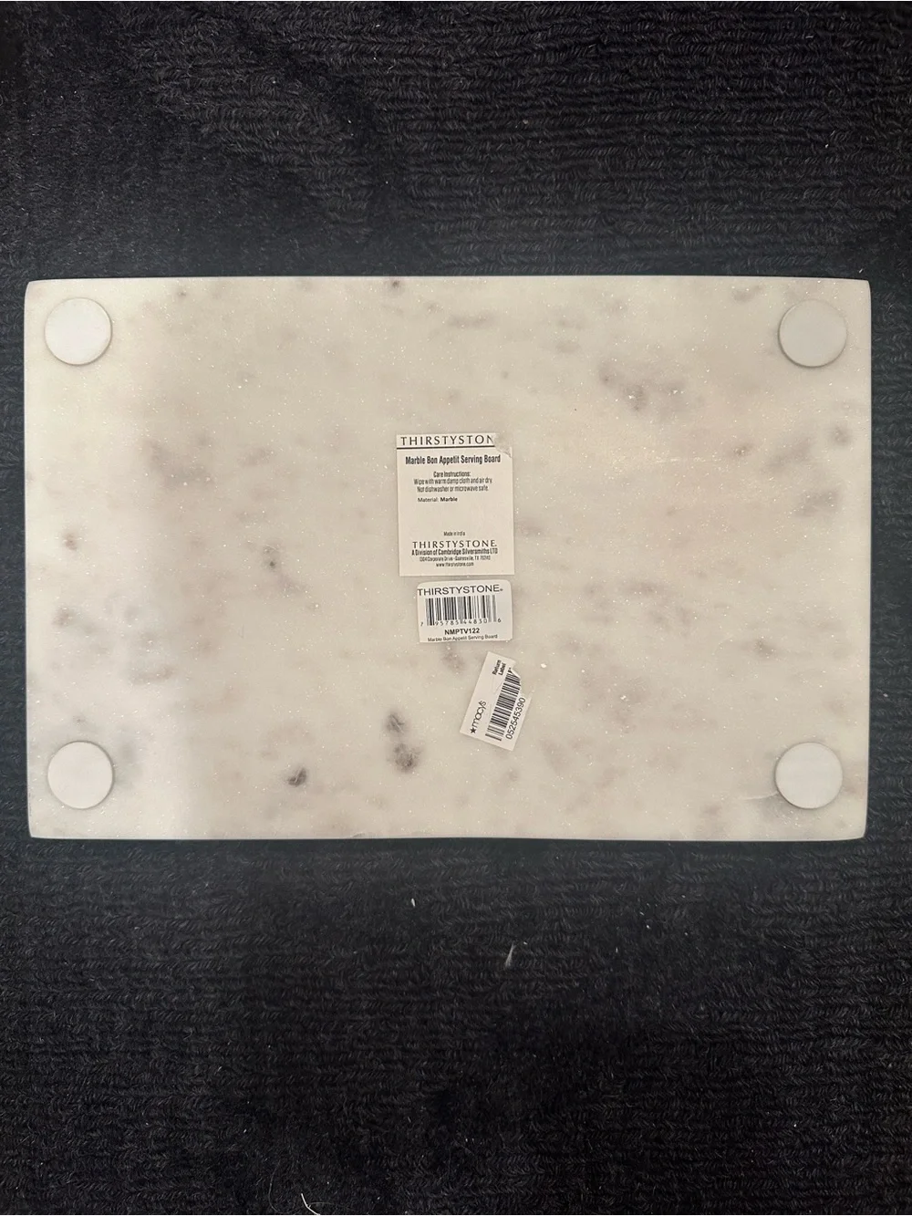 Thirstystone. Marble-White Serving piece- Rose Gold Script